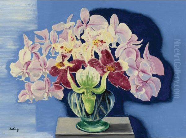 Les Orchidees Oil Painting by Moise Kisling