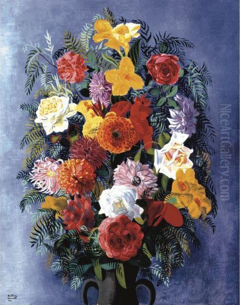 Fleurs Oil Painting by Moise Kisling