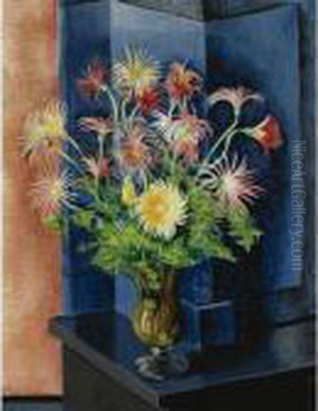 Fougeres Et Gerberas Oil Painting by Moise Kisling