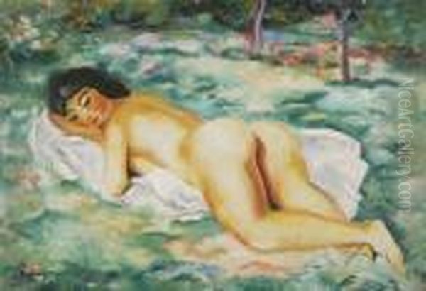 Femme Nue Allongee Oil Painting by Moise Kisling