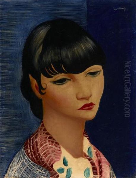 Portrait D'une Brune Oil Painting by Moise Kisling