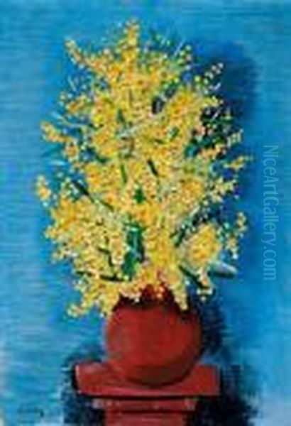 Mimosas Oil Painting by Moise Kisling