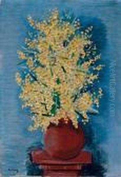 Mimosas Oil Painting by Moise Kisling