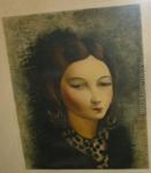 Tete De Femme Au Foulard Oil Painting by Moise Kisling