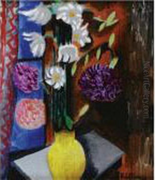 Vase De Fleurs Oil Painting by Moise Kisling