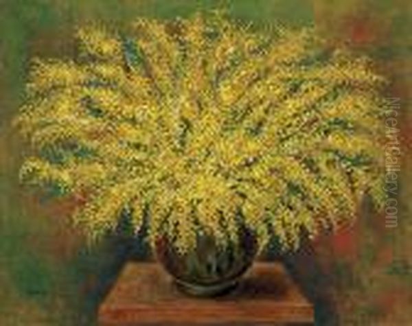 Mimosas Oil Painting by Moise Kisling