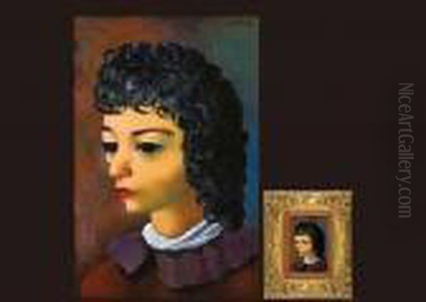 Petite Tete Brune Oil Painting by Moise Kisling