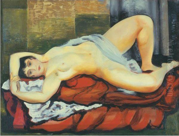 Nu Couche Au Drap Blanc Oil Painting by Moise Kisling