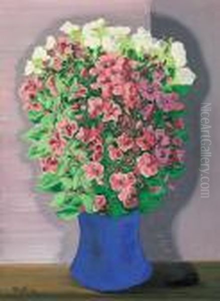 Bouquet Au Vase Bleu Oil Painting by Moise Kisling