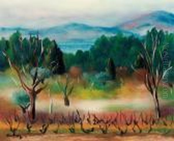 Paysage De Sanary Oil Painting by Moise Kisling