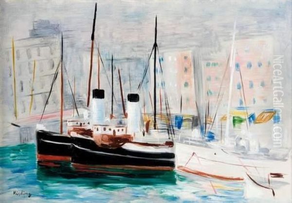 Le Port De Marseille. Oil Painting by Moise Kisling