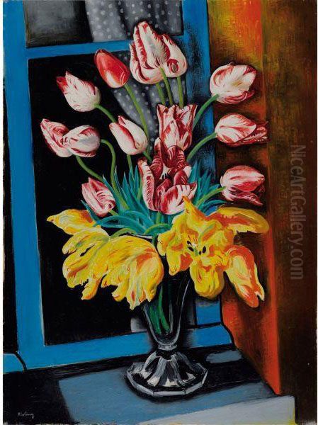 Les Tulipes Oil Painting by Moise Kisling