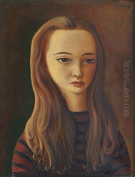 Jeune Fille Aux Longs Cheveux Oil Painting by Moise Kisling