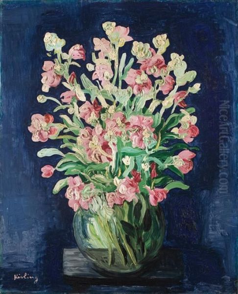 Vase Of Flowers Oil Painting by Moise Kisling