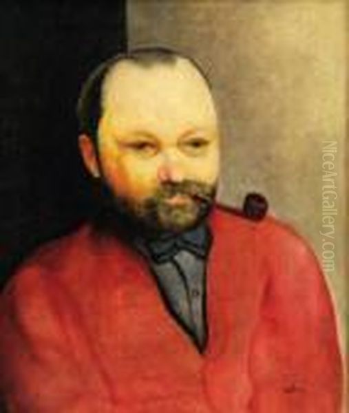 Homme En Rouge Oil Painting by Moise Kisling