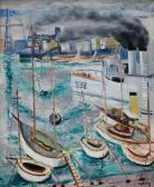 Le Port De Marseille Oil Painting by Moise Kisling