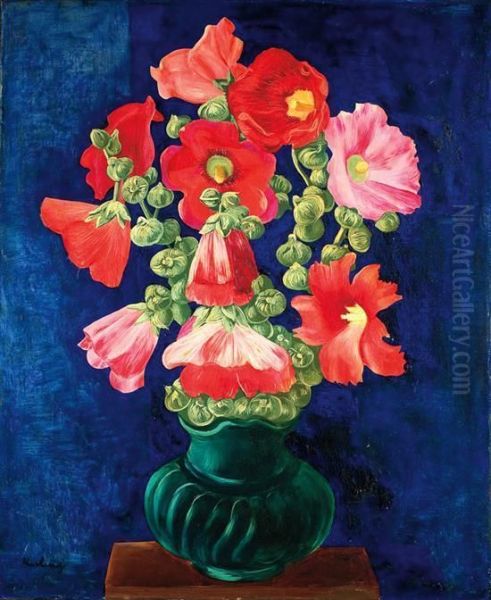 Roses Tremieres Oil Painting by Moise Kisling