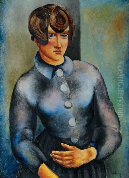 Femme Au Tablier Oil Painting by Moise Kisling