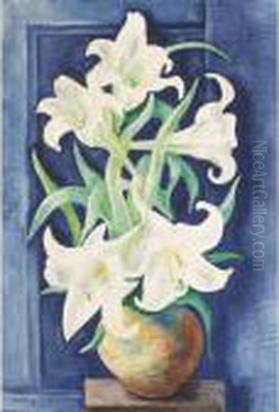 Bouquet De Lys Oil Painting by Moise Kisling