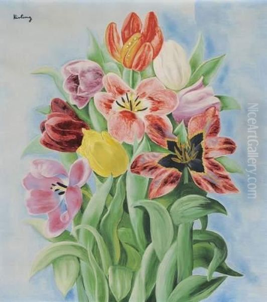 Tulipes Oil Painting by Moise Kisling