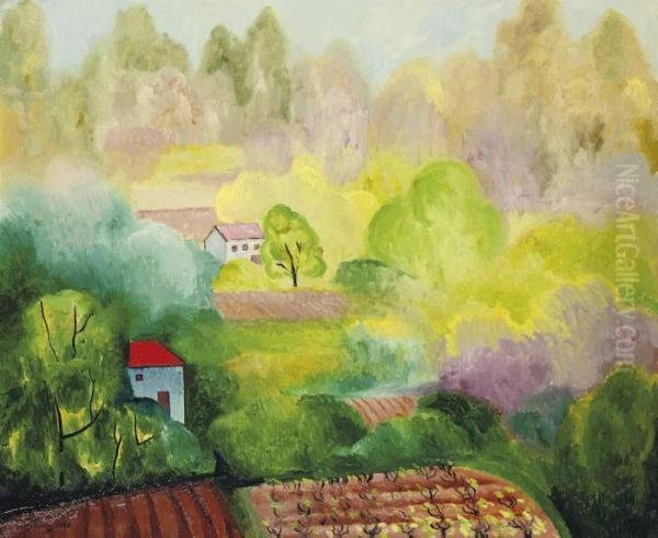 Paysage De Saint-tropez Oil Painting by Moise Kisling