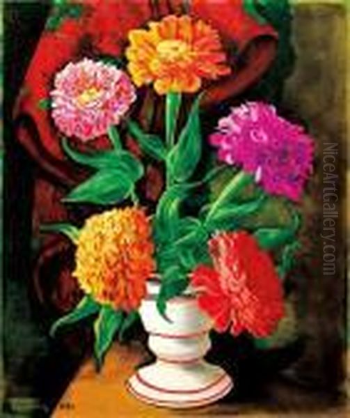 Dahlias Oil Painting by Moise Kisling