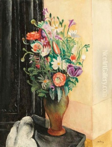 Flowers Oil Painting by Moise Kisling