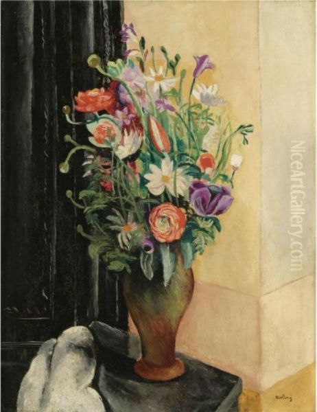 Fleurs Oil Painting by Moise Kisling