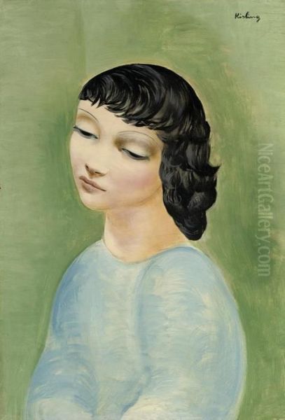 Jeune Fille Au Corsage Bleu Oil Painting by Moise Kisling