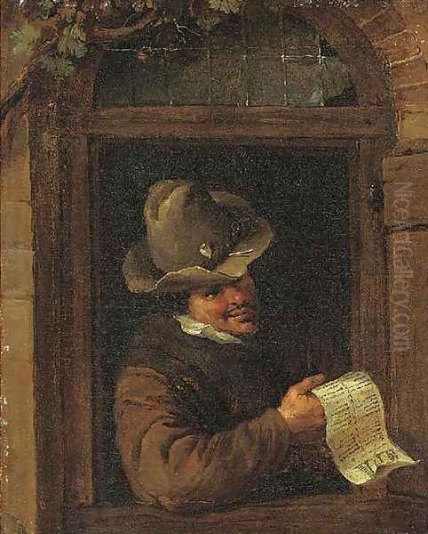 A young man at a niche Oil Painting by Adriaen Jansz. Van Ostade