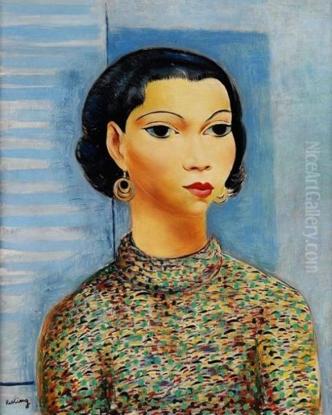 Jeune Femme Aucorsage Oil Painting by Moise Kisling