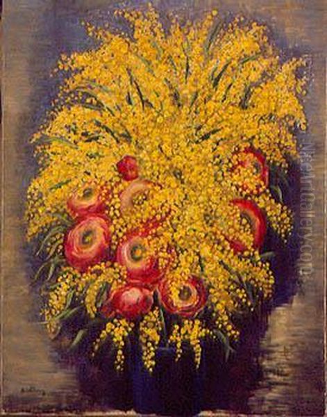 Mimosas Oil Painting by Moise Kisling