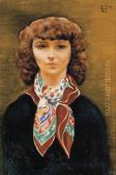 Portrait De Madeleine Lebeau Oil Painting by Moise Kisling