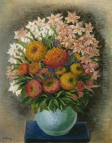 Bouquet De Pivoines Oil Painting by Moise Kisling