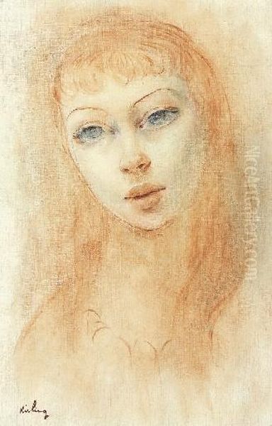 Portrait De Femme Oil Painting by Moise Kisling