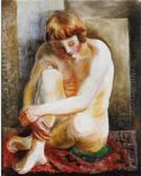 Nu Assis Oil Painting by Moise Kisling