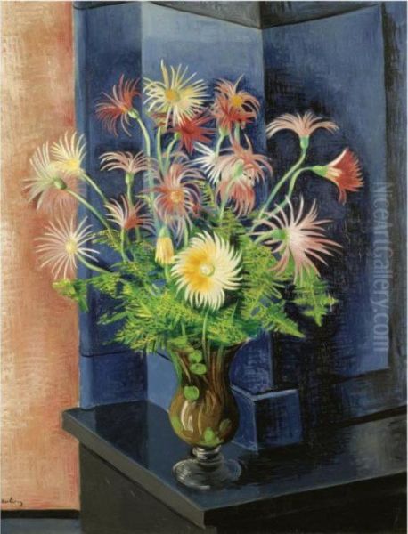 Fougeres Et Gerberas Oil Painting by Moise Kisling