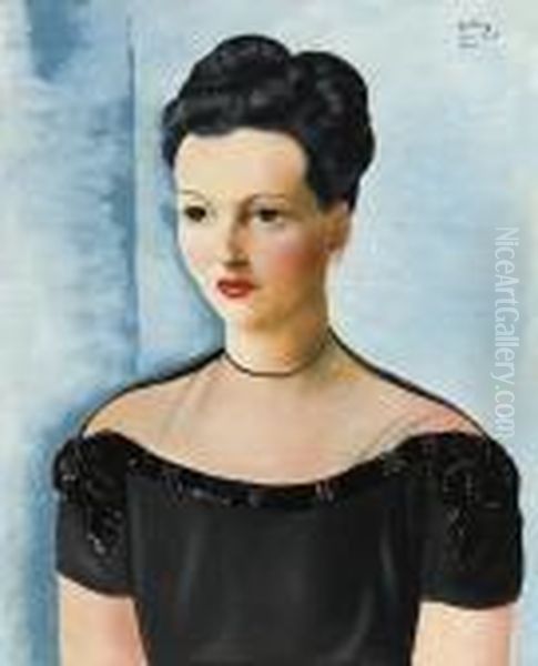 Portait De Mme S. Freeman Oil Painting by Moise Kisling