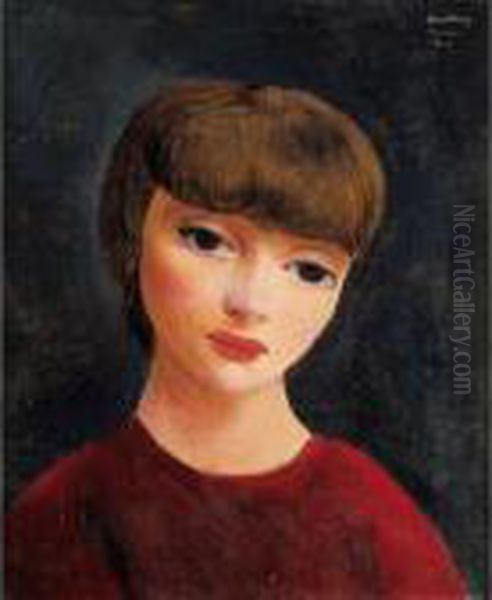 Portrait De Femme Oil Painting by Moise Kisling