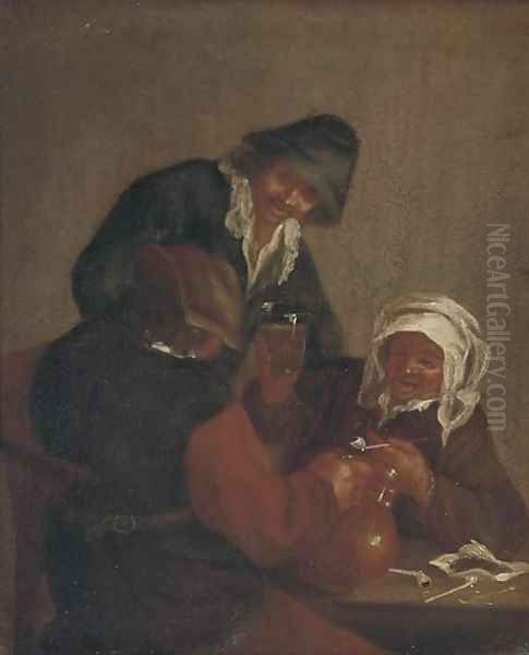 Peasants making merry in a tavern Oil Painting by Adriaen Jansz. Van Ostade