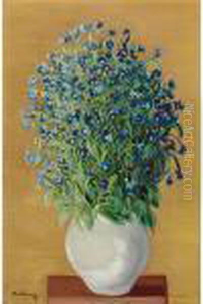 Fleurs Bleues Dans Un Vase Oil Painting by Moise Kisling