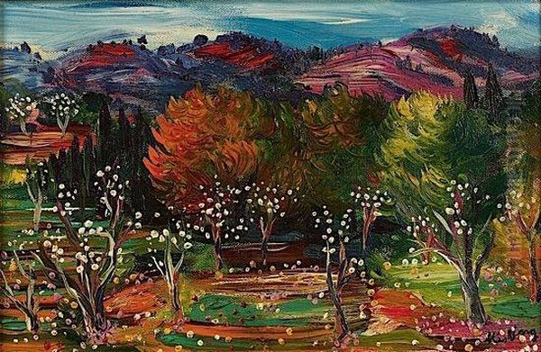 Arbres En Fleurs Oil Painting by Moise Kisling