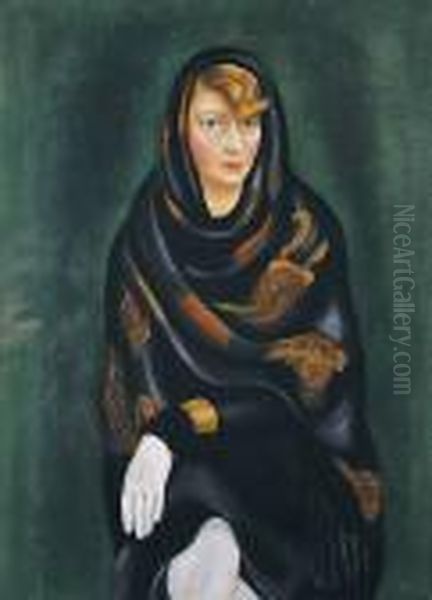 La Femme Au Chle Oil Painting by Moise Kisling