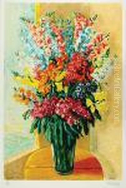 Kwiaty W Wazonie Oil Painting by Moise Kisling