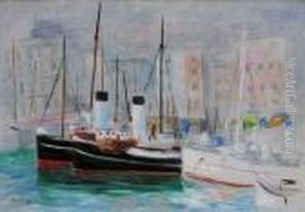 Le Port De Marseille Oil Painting by Moise Kisling