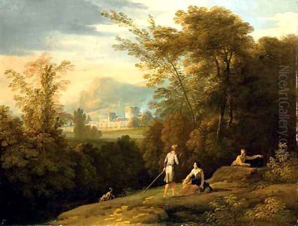 A landscape with shepherds, a town beyond Oil Painting by Jan Frans Van Bloemen (Orizzonte)