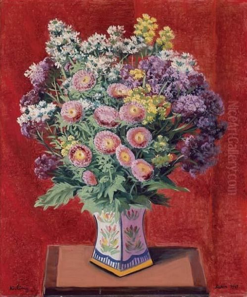 Bouquet De Fleurs Oil Painting by Moise Kisling