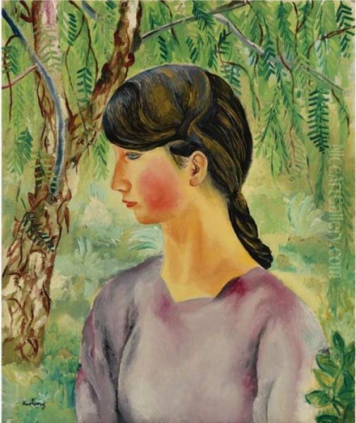 Tete De Jeune Fille Oil Painting by Moise Kisling