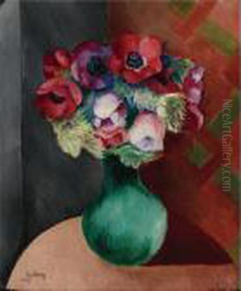 Anemones Oil Painting by Moise Kisling