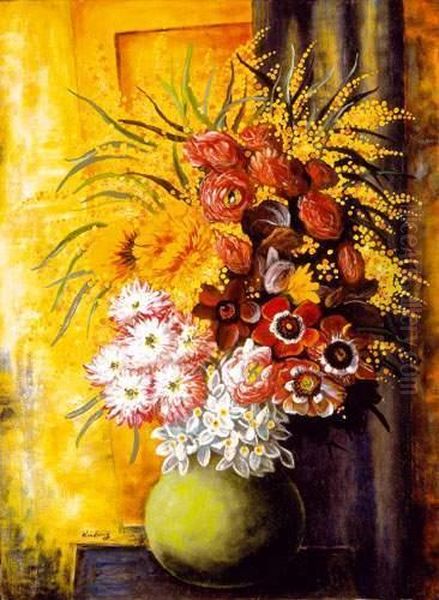 Bouquet De Fleurs Oil Painting by Moise Kisling